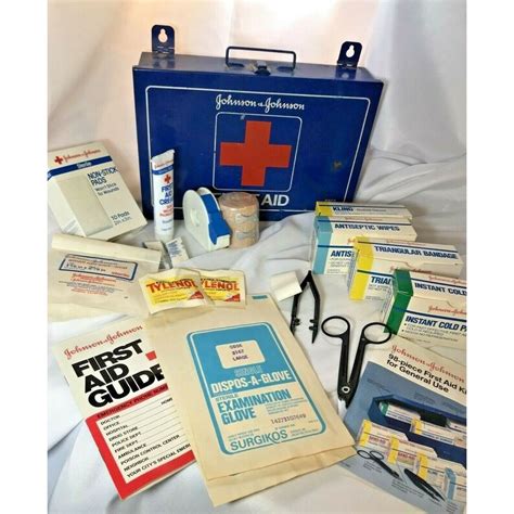 johnson and johnson emergency first aid kit metal box|Vintage Johnson First Aid Kit .